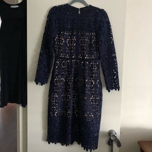 ZARA lace lined dress, Navy Blue, 6